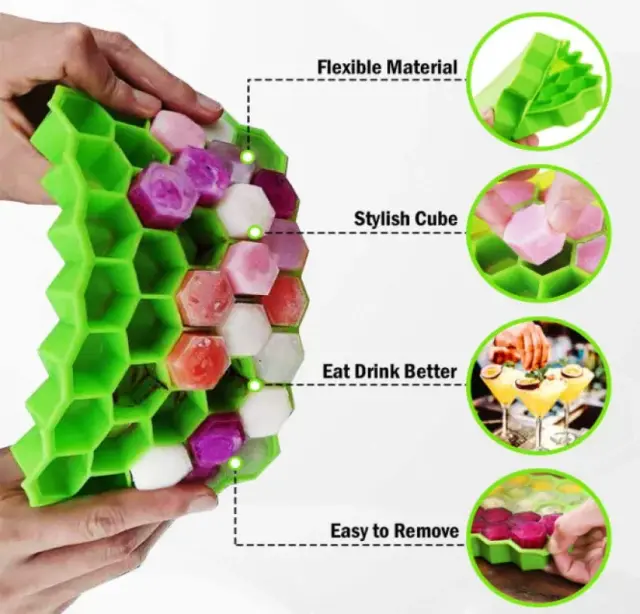 ice cube maker (6) Hexagonal Silicone Ice Cube Tray - Image 1
